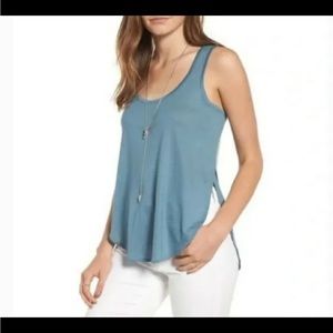 Madewell Teal Strum Side Slit Classic Tank Top Size XS EUC
